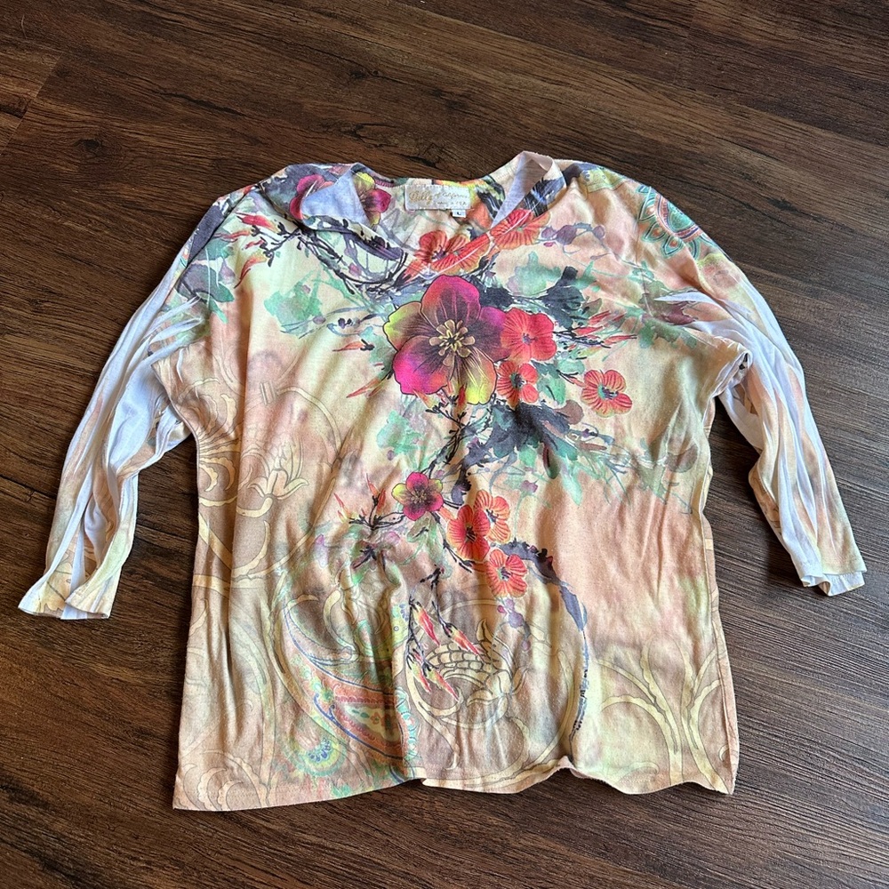 L Lilly of California Floral Women's Blouse Top - Multicolor